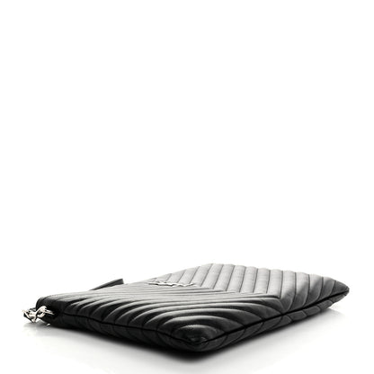 Saint Laurent Calfskin Matelasse Monogram Cassandre Tablet Pouch Black 4 of 8