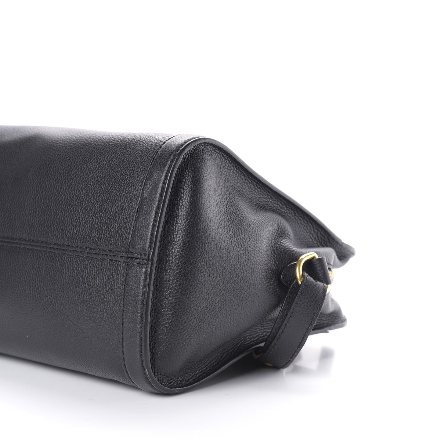 Pebbled Calfskin Small Skull Padlock Zip Around Tote Black