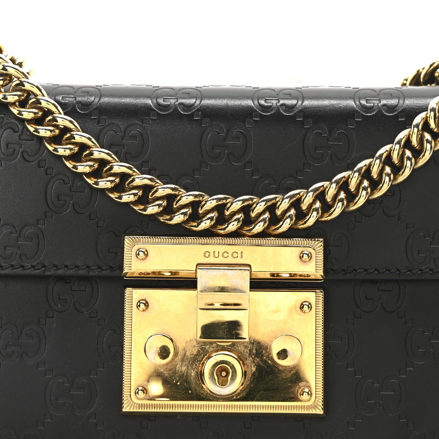 Gucci Guccissima Small Padlock Shoulder Bag Black 8 of 10