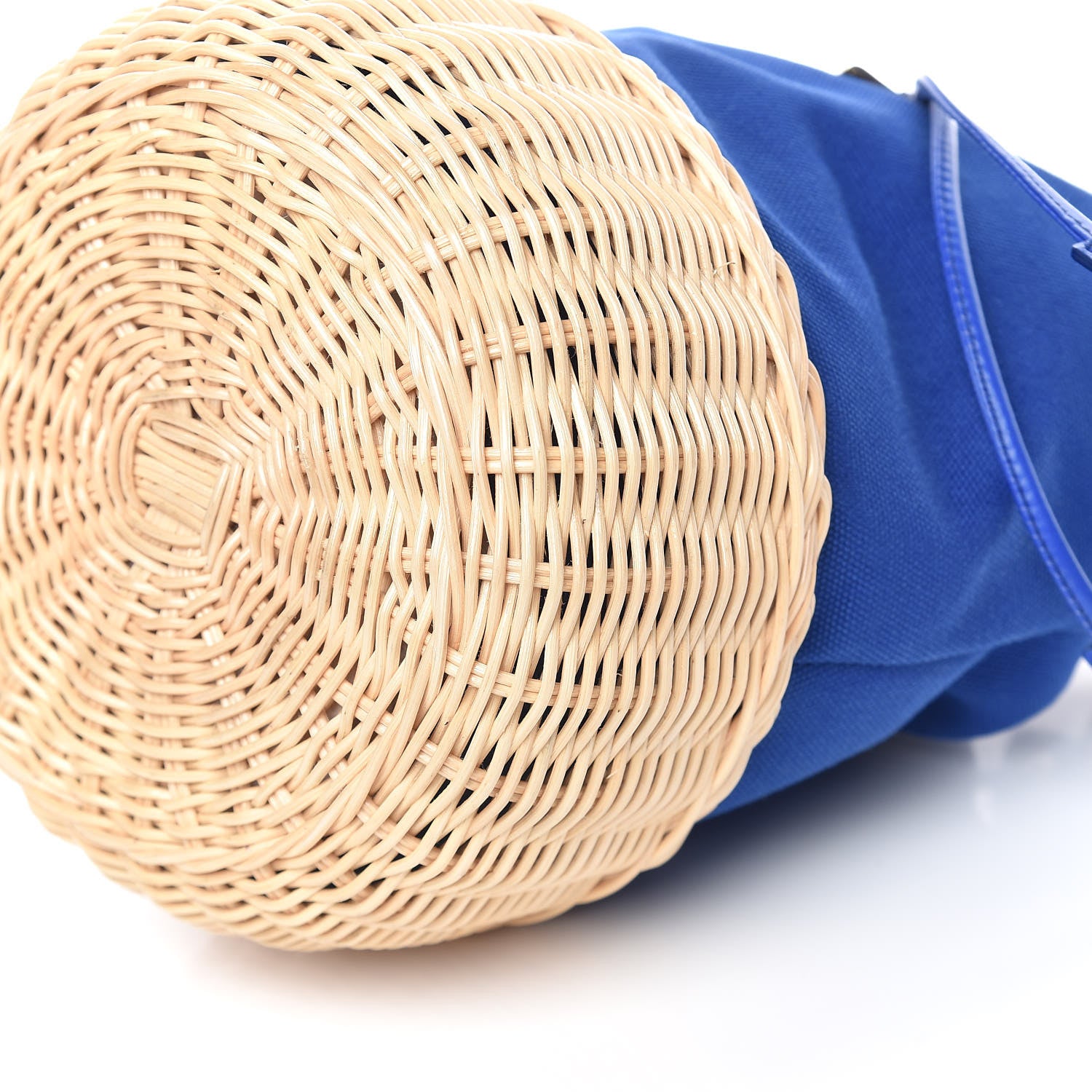 Prada Wicker Canvas Bucket Bag Blue 10 of 10