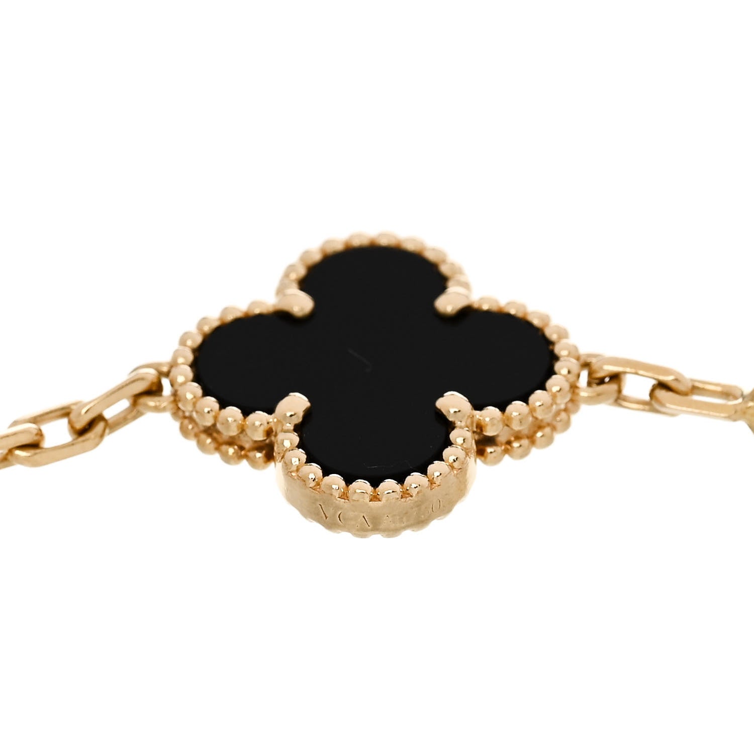 Van Cleef & Arpels 18K Yellow Gold Black Onyx 5 Motifs Vintage Alhambra Bracelet 4 of 5