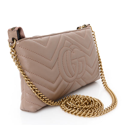 Gucci Calfskin Matelasse Mini GG Marmont Chain Bag Porcelain Rose 3 of 10
