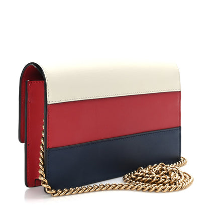Gucci Calfskin Queen Margaret Chain Wallet Blue Agata Hibiscus Red Mystic White 3 of 8
