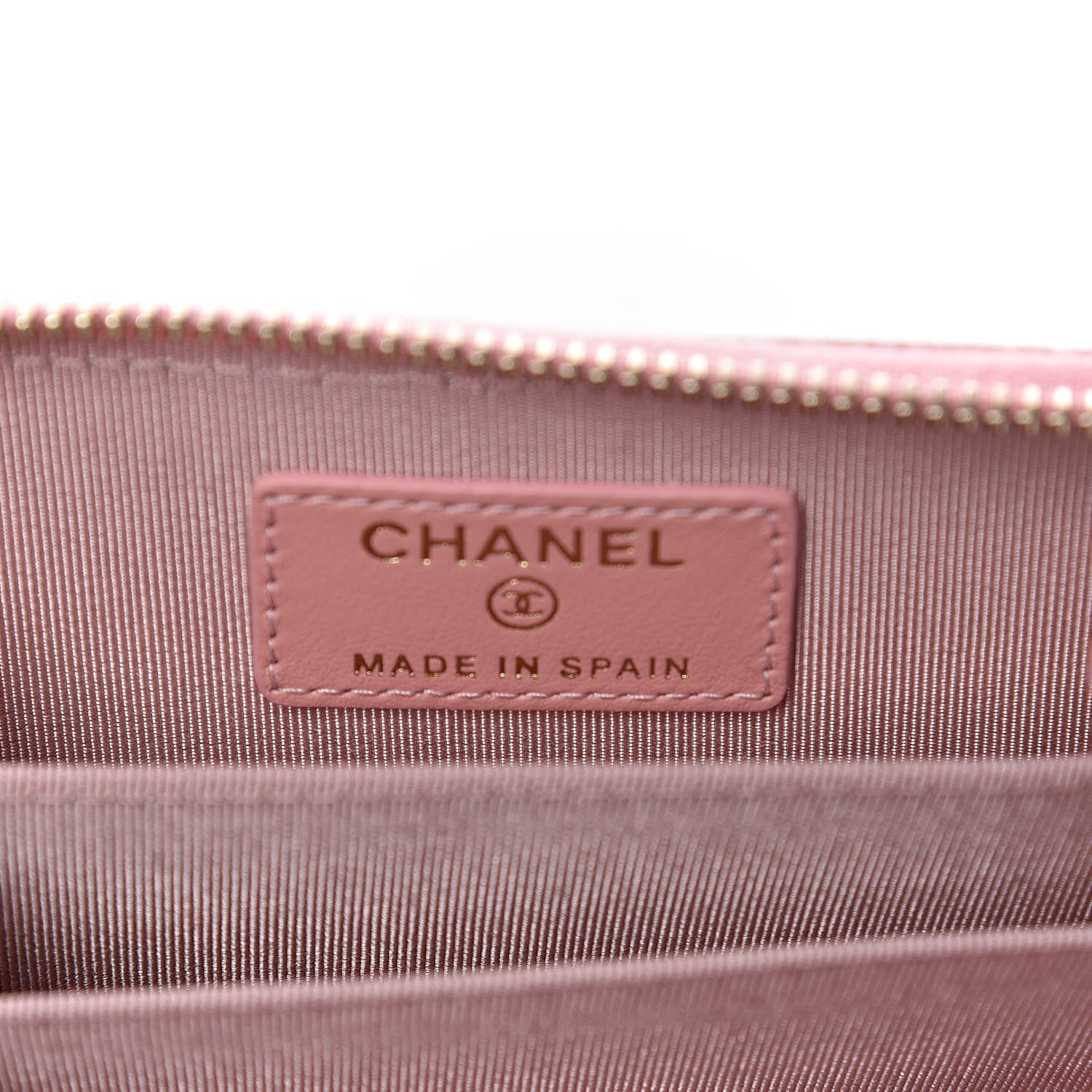 Chanel Iridescent Caviar Chevron Quilted Zip Coin Purse Pink 6 of 7