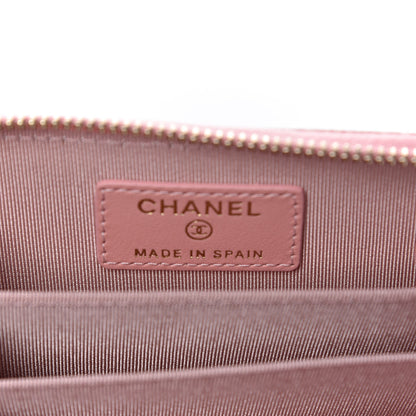 Chanel Iridescent Caviar Chevron Quilted Zip Coin Purse Pink 6 of 7