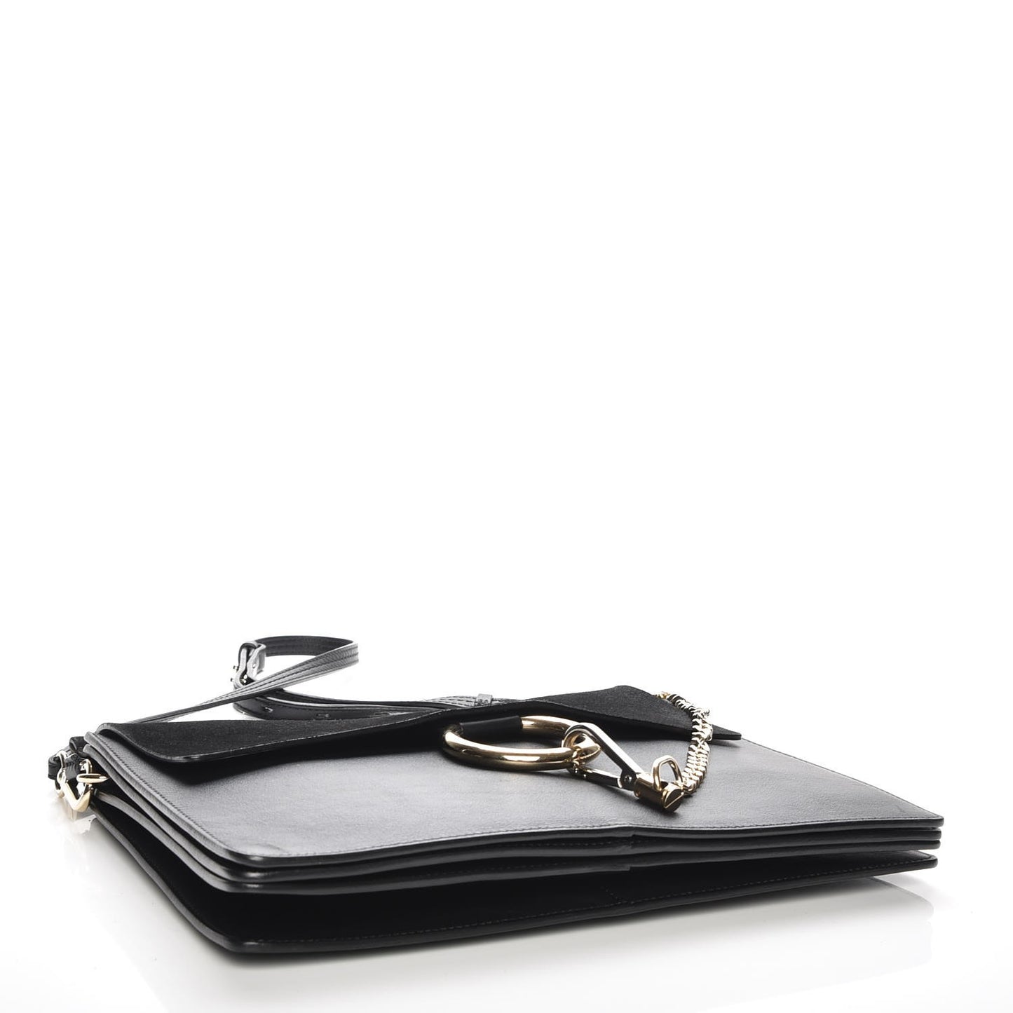 Suede Calfskin Medium Faye Shoulder Bag Black
