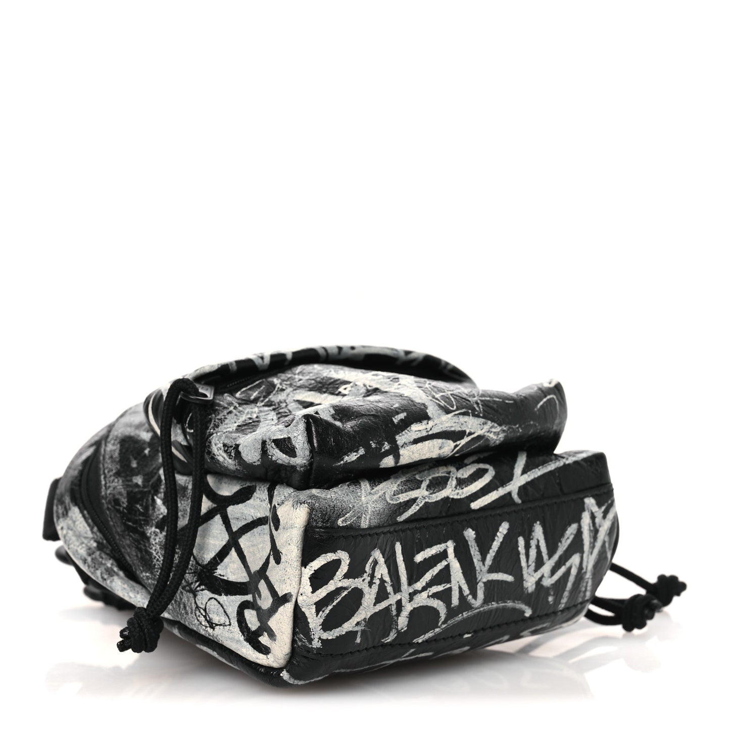 Agneau Arena Graffiti All Over Mini Explorer Crossbody Backpack  Black White