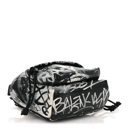 Balenciaga Agneau Arena Graffiti All Over Mini Explorer Crossbody Backpack  Black White 4 of 11