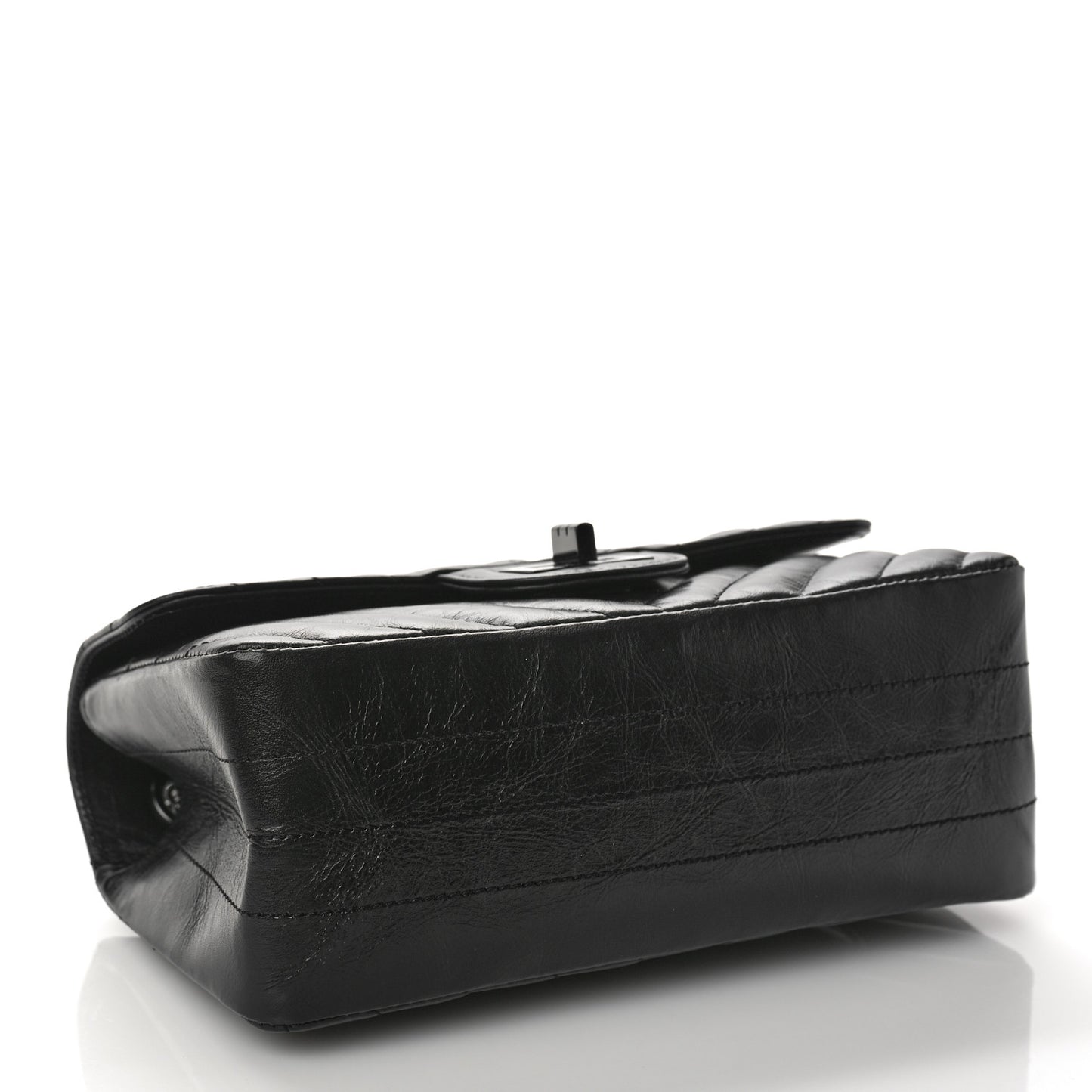 Aged Calfskin Chevron Quilted 2.55 Reissue Mini Flap So Black