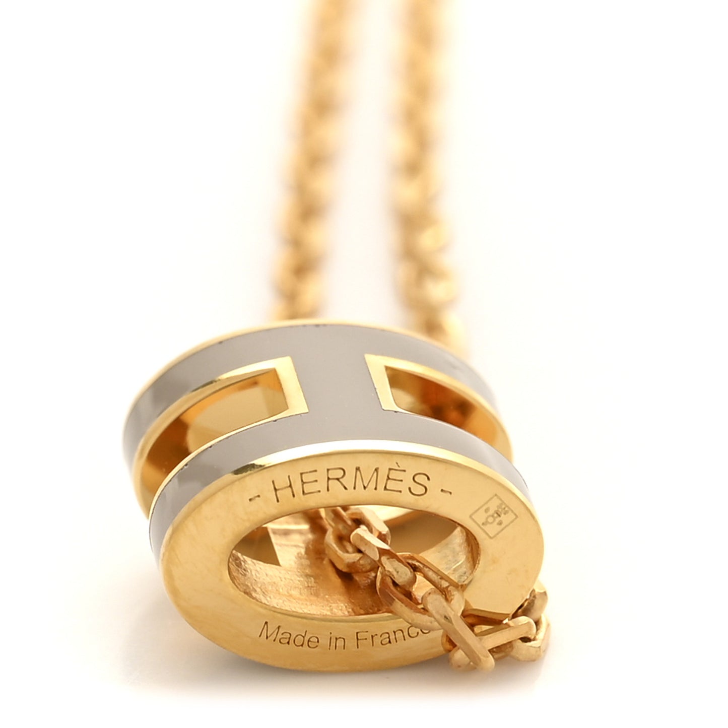 Lacquered Gold Mini Pop H Pendant Necklace Marron Glace