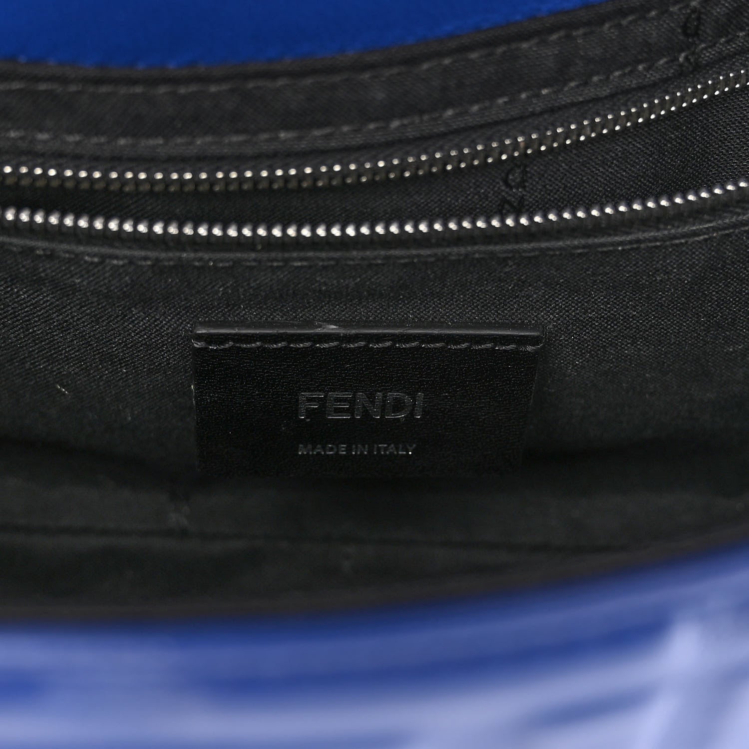 Fendi Nappa FF 1974 Embossed Belt Baguette Bag Blue Neon 8 of 12