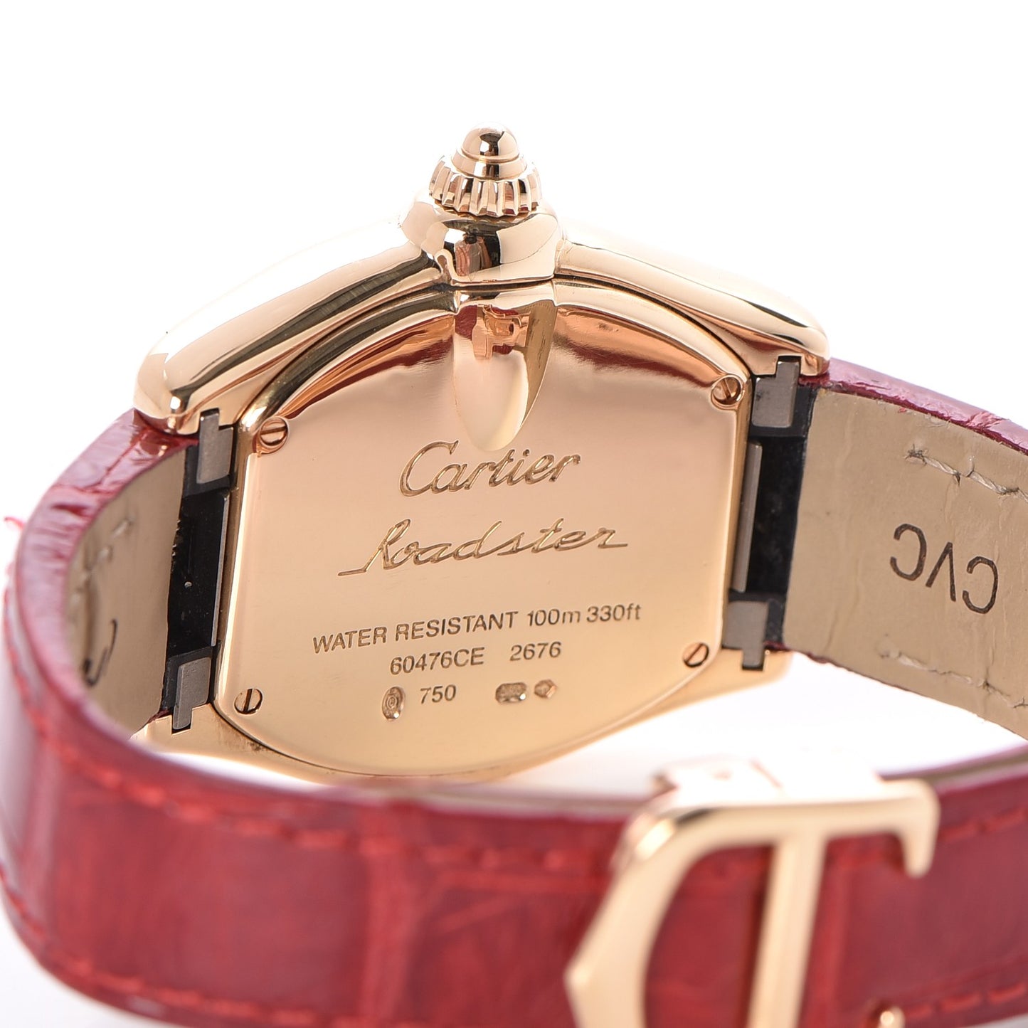 18K Gold Alligator Small Roadster Quartz Watch Red