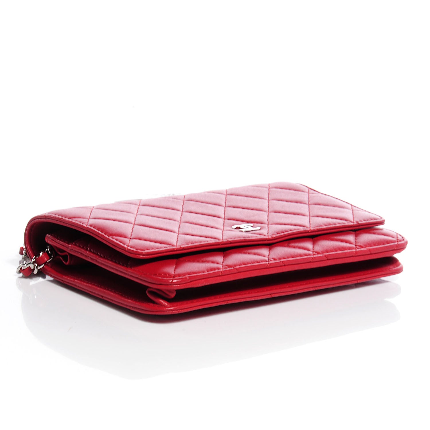 Chanel Lambskin Quilted Wallet On Chain WOC Red 4 of 8