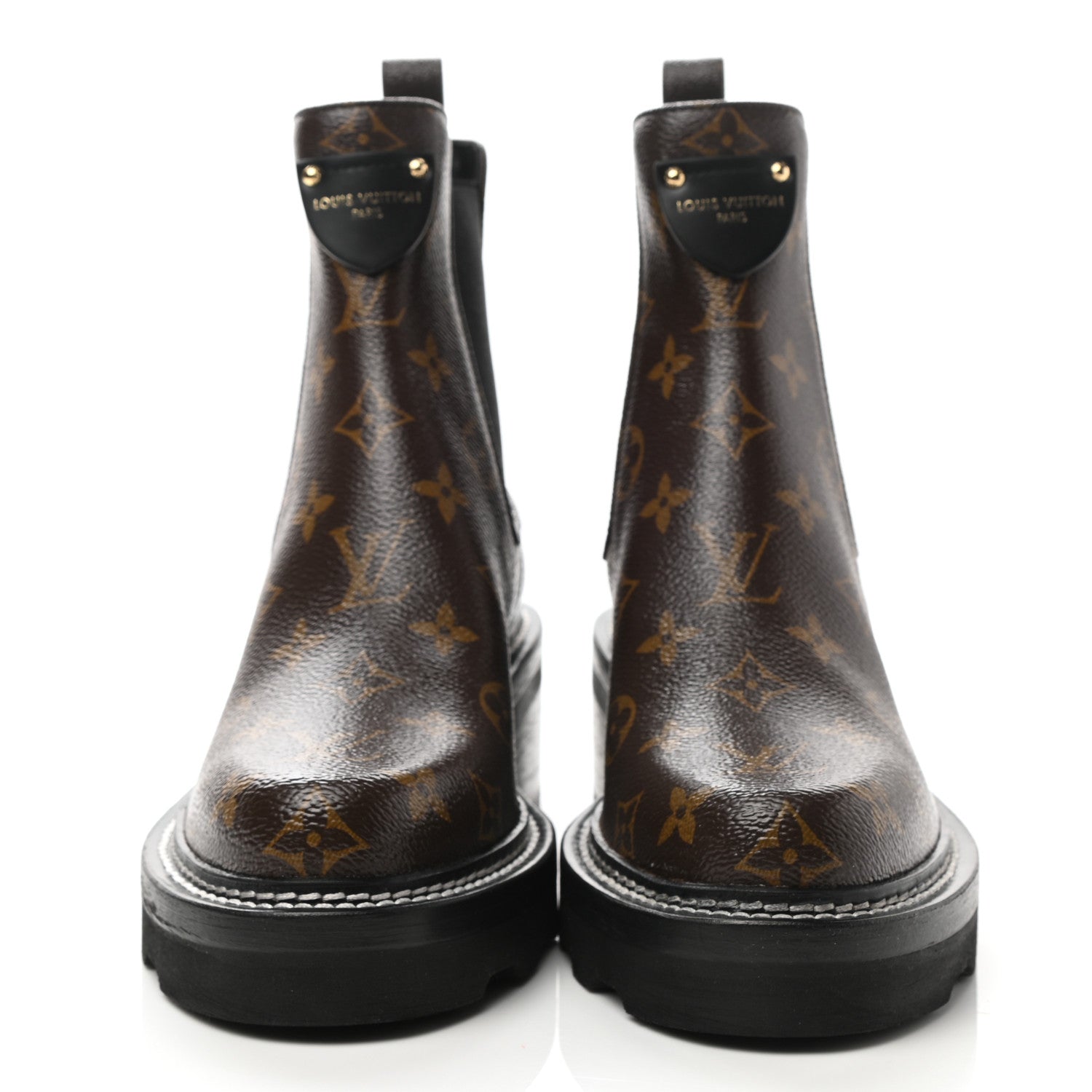 Louis Vuitton Patent Monogram LV Beaubourg Ankle Boots 37.5 Black 2 of 9