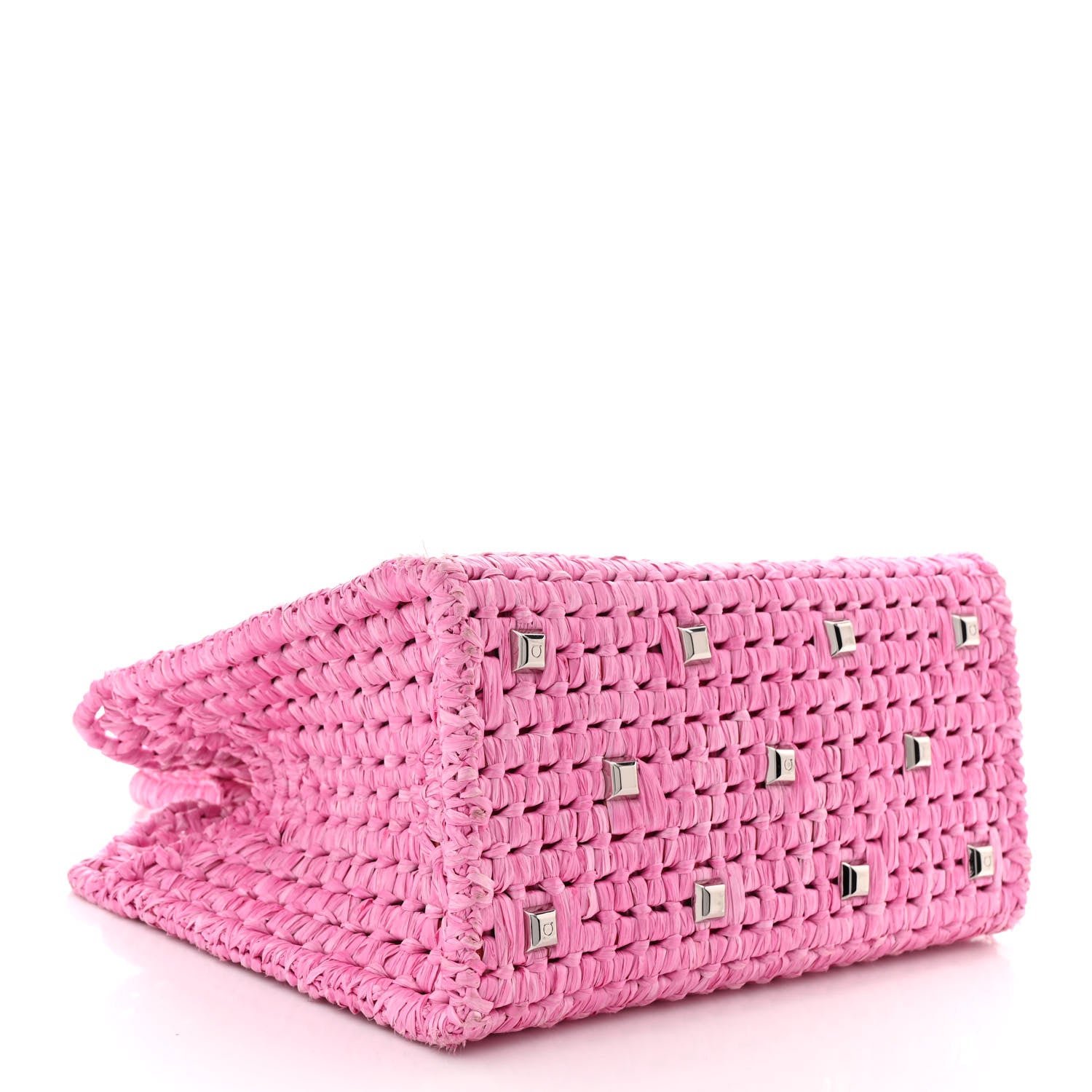 Salvatore Ferragamo Raffia The Studio Box Tote Pink 4 of 10