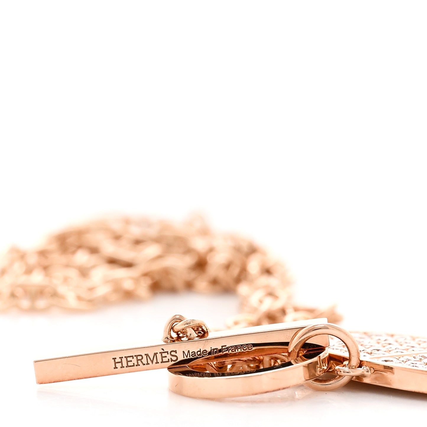 18K Rose Gold Diamond Chaine D'Ancre Verso Pendant Necklace SH
