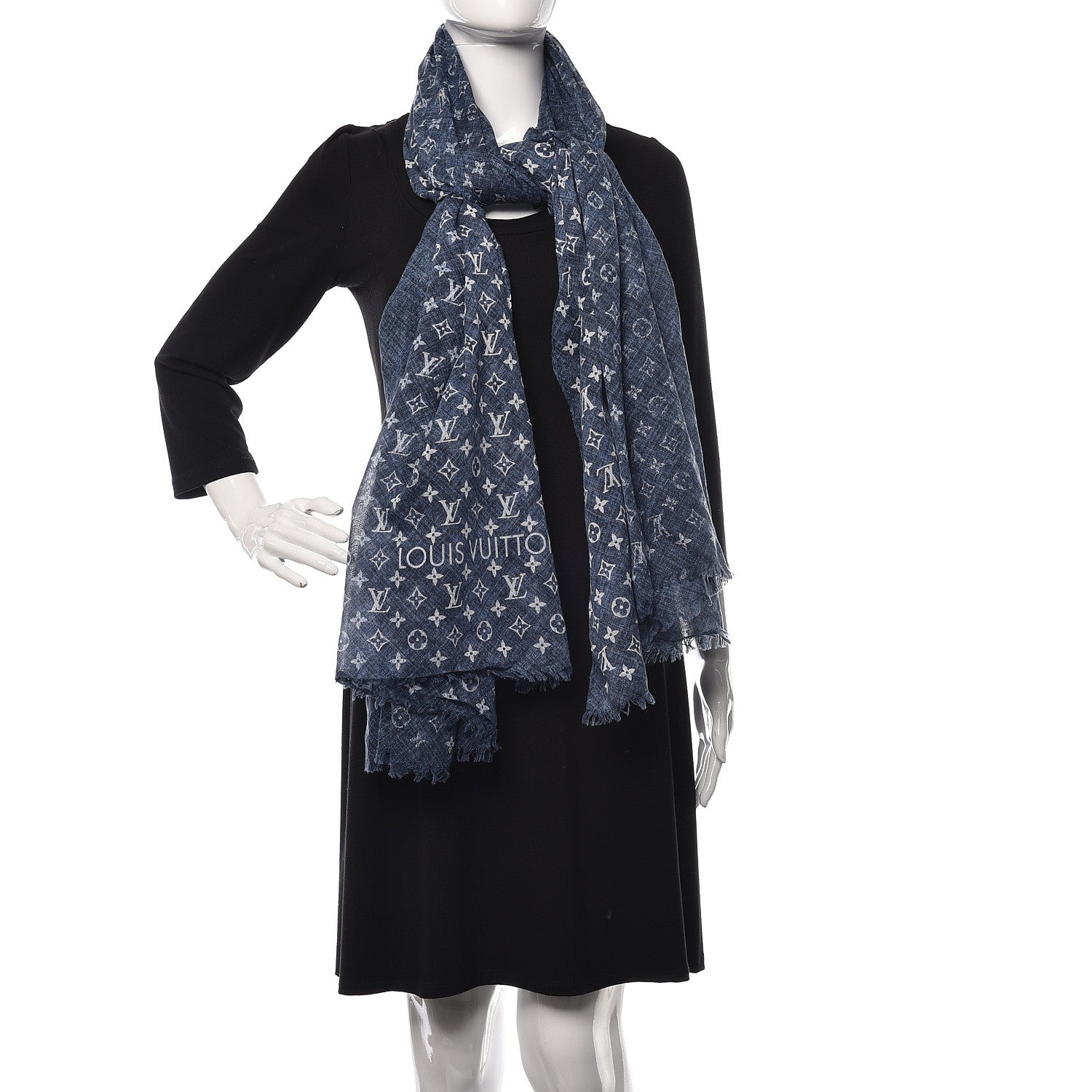 Louis Vuitton Cotton Monogram Denim Stole Navy 2 of 4