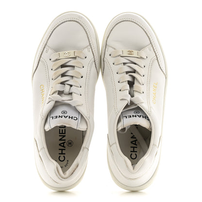 Chanel Calfskin Womens CC Logo Sneakers 38.5 White 2 of 12
