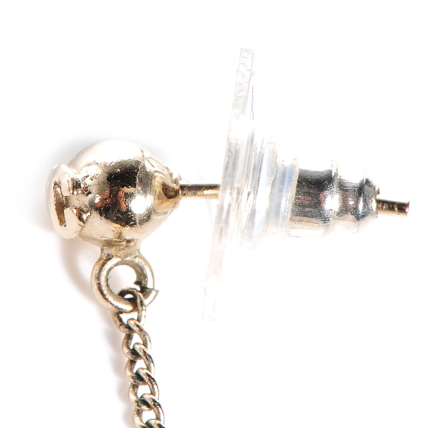 Crystal CC Drop Earrings Light Gold