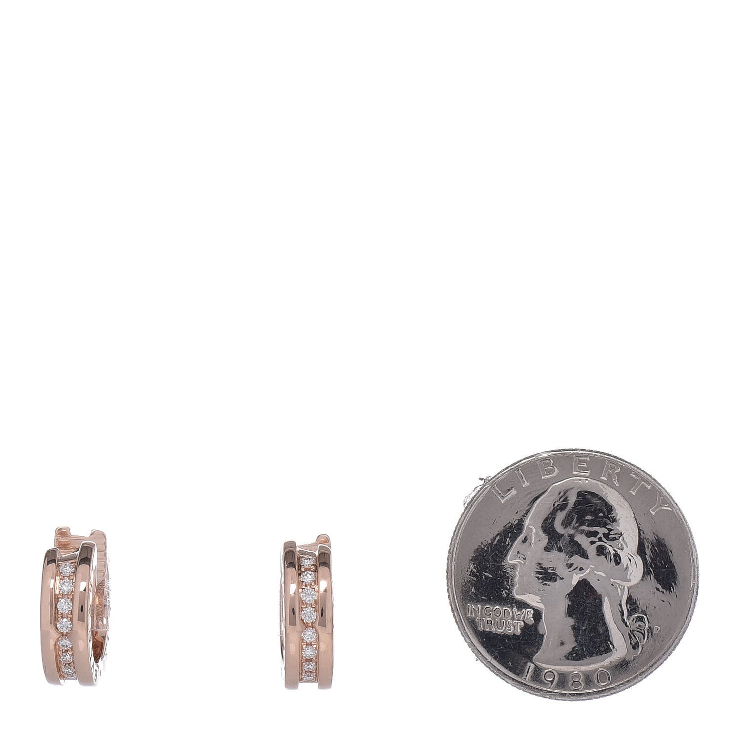 18K Rose Gold Diamond Small B.Zero1 Hoop Earrings