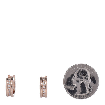 Bulgari 18K Rose Gold Diamond Small B.Zero1 Hoop Earrings 2 of 6