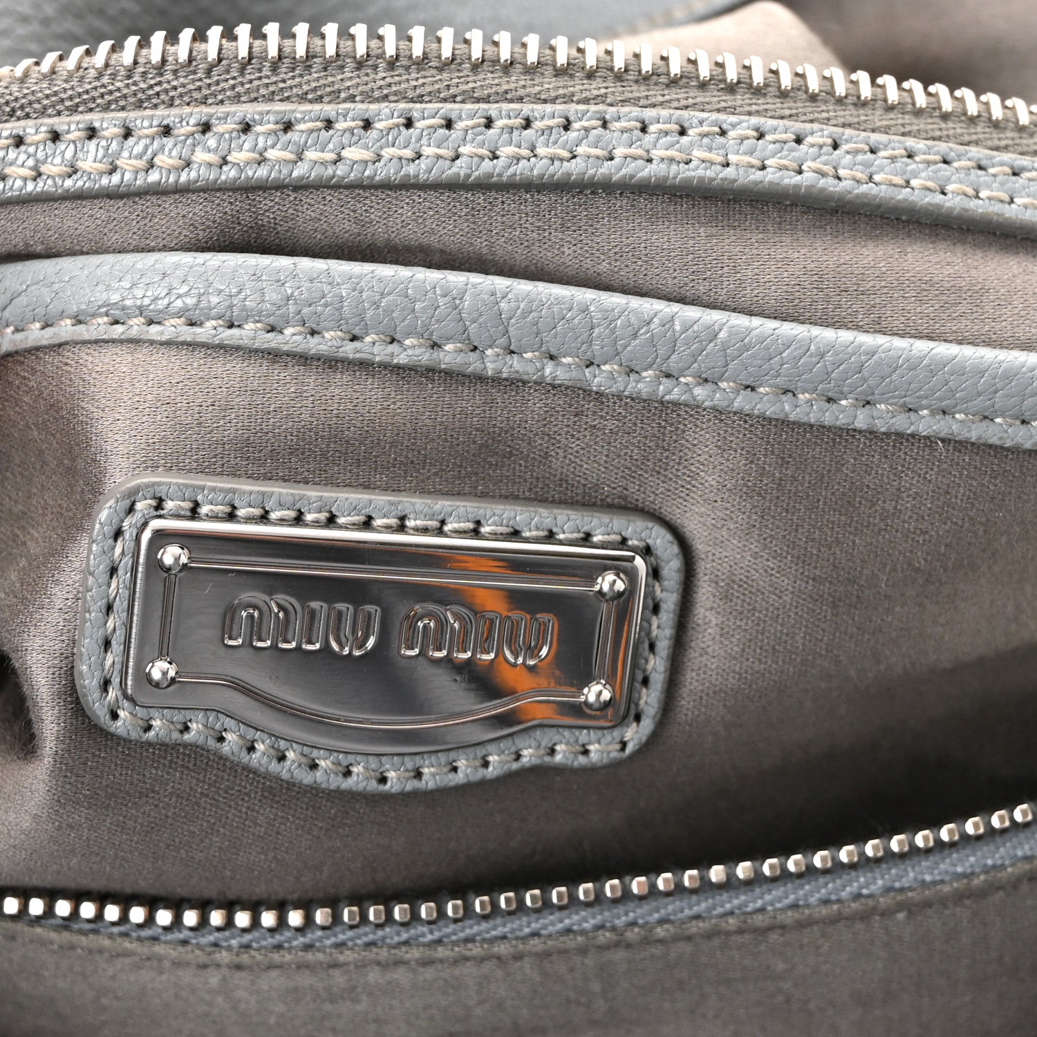 Miu Miu Goatskin Madras Top Handle Shoulder Bag Light Blue 1816314