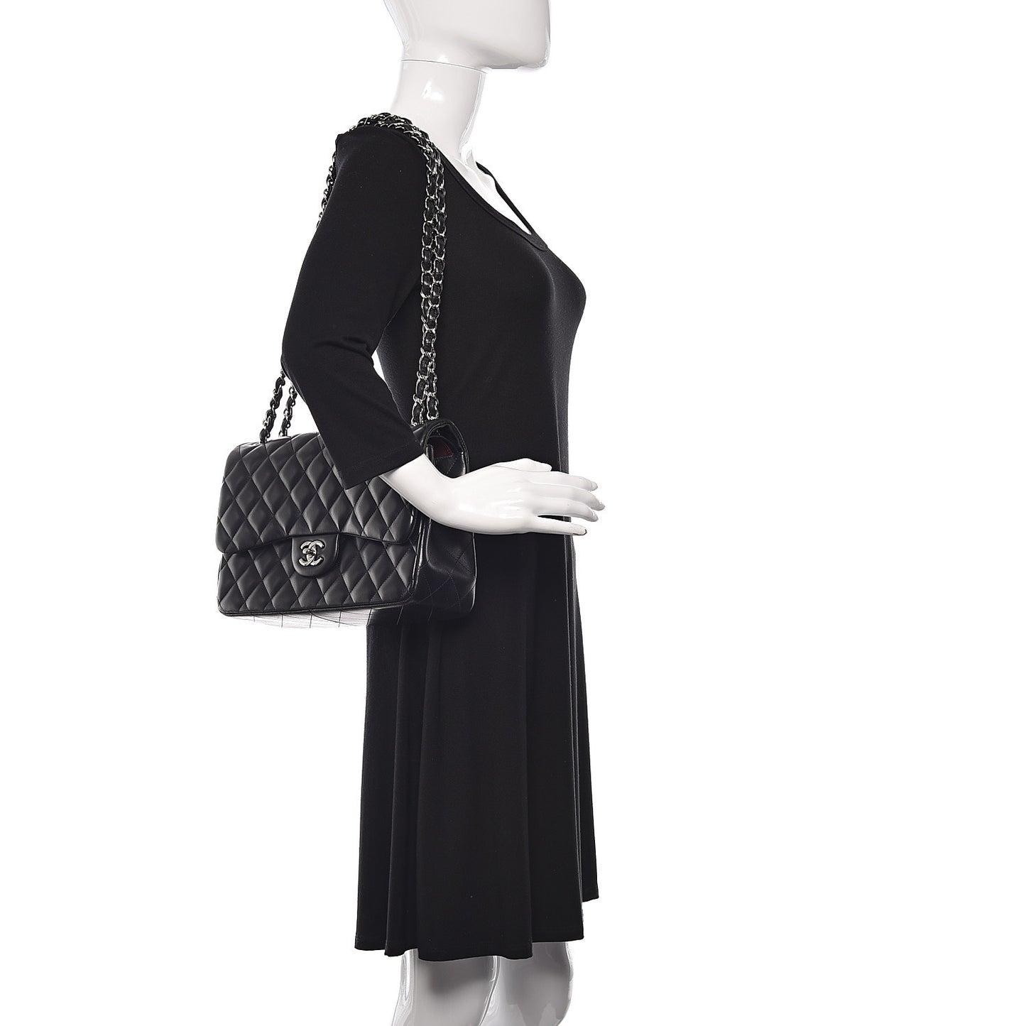 Lambskin Quilted Jumbo Double Flap Black
