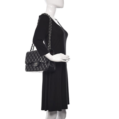 Chanel Lambskin Quilted Jumbo Double Flap Black 2 of 12