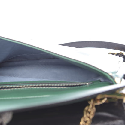 Gucci Calfskin Diagonal GG Medium Thiara Double Envelope Shoulder Bag Emerald Green Black 7 of 12
