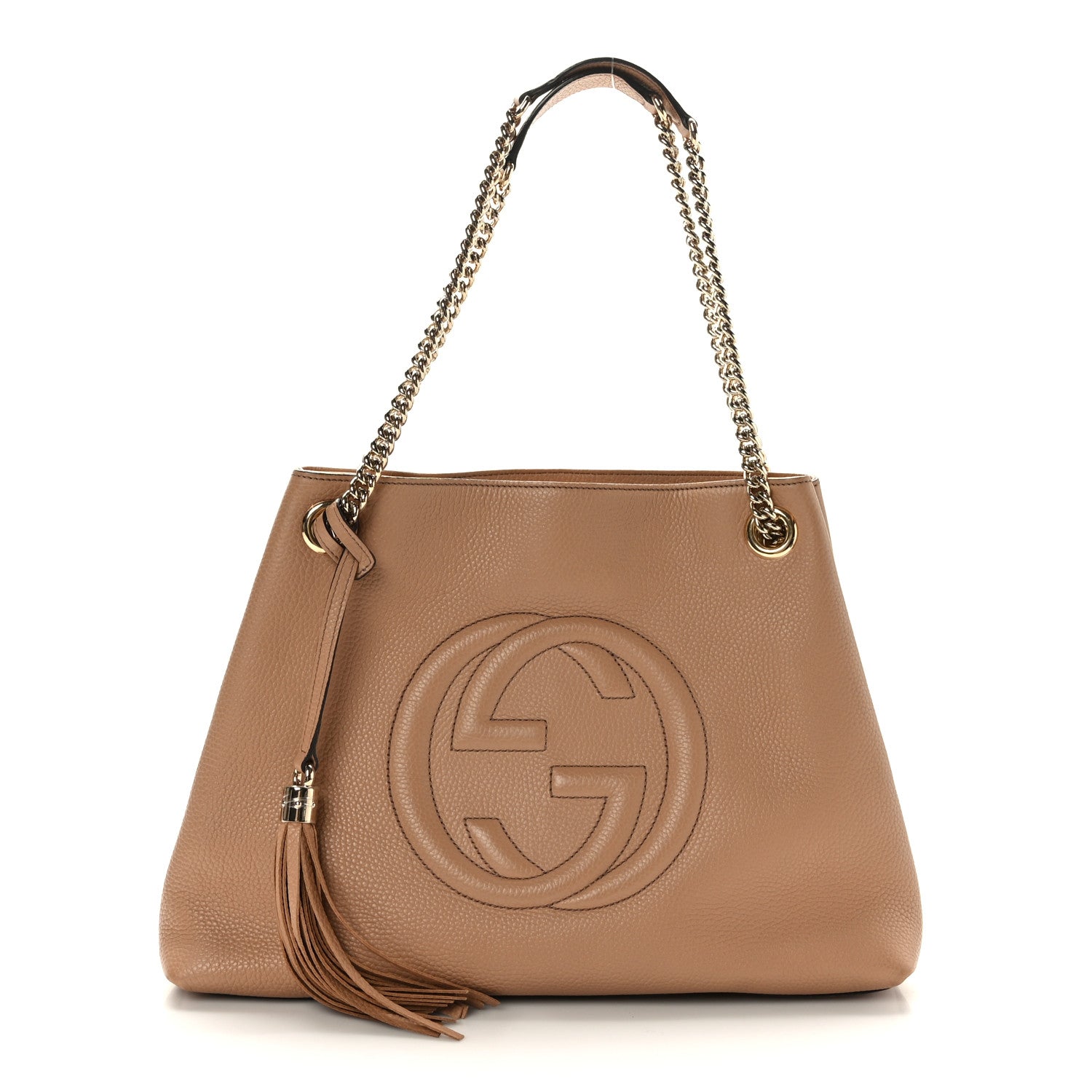 Gucci Pebbled Calfskin Medium Soho Chain Shoulder Bag Camelia 1 of 9
