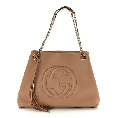 Gucci Pebbled Calfskin Medium Soho Chain Shoulder Bag Camelia 1 of 9