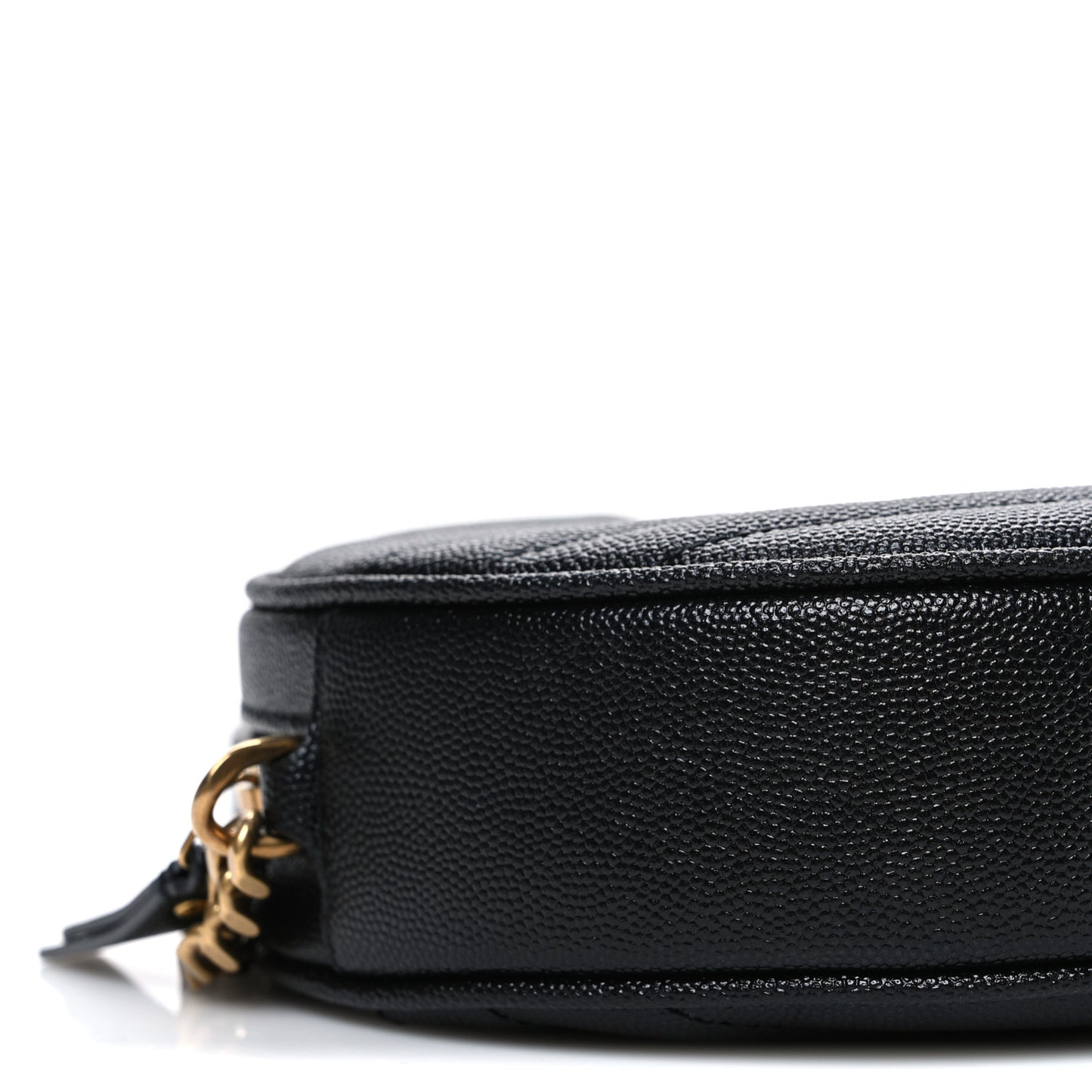 Grain De Poudre Matelasse Chevron Quilted Round Vinyle Camera Bag Black