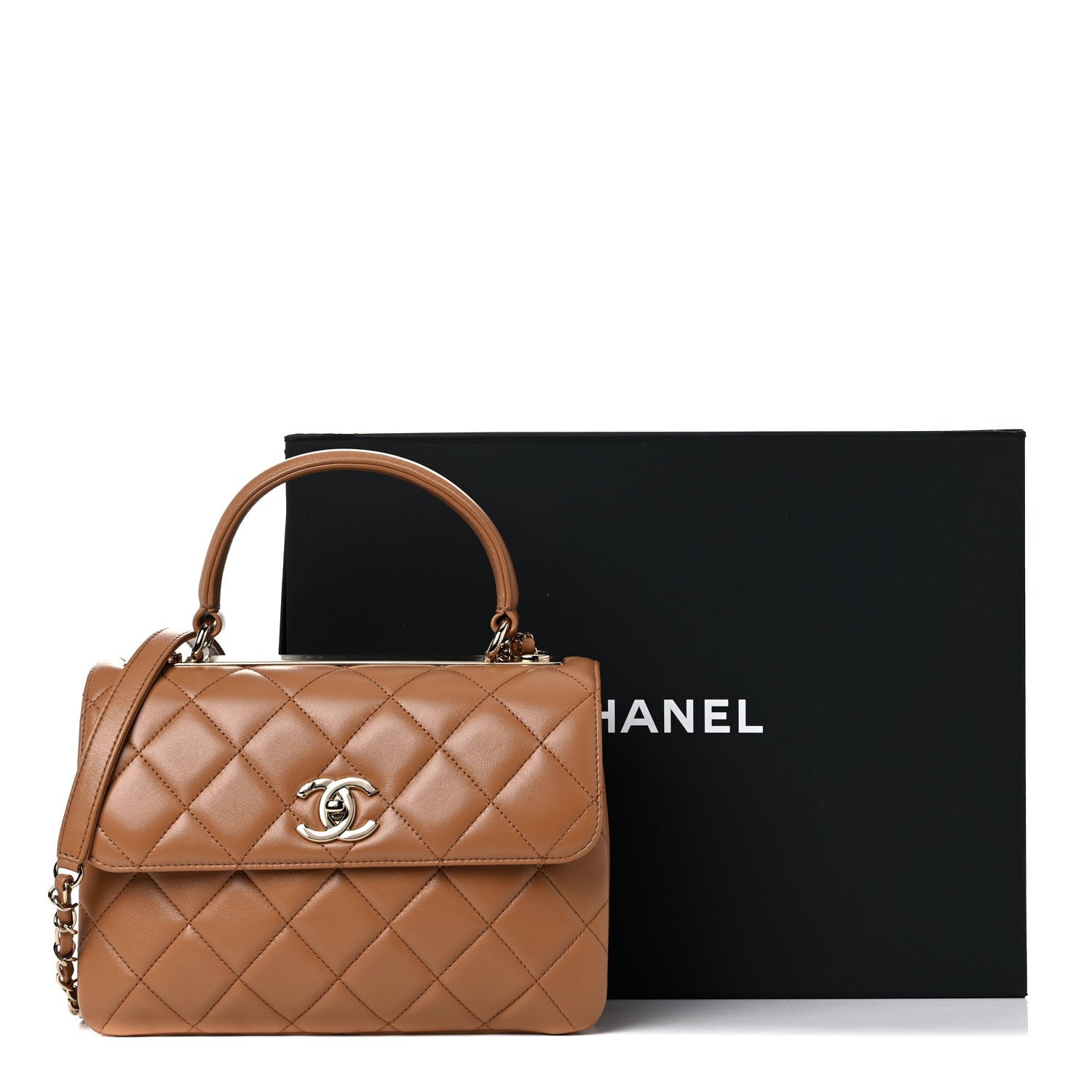 Chanel Lambskin Quilted Small Trendy CC Flap Dual Handle Bag Camel 9 of 9