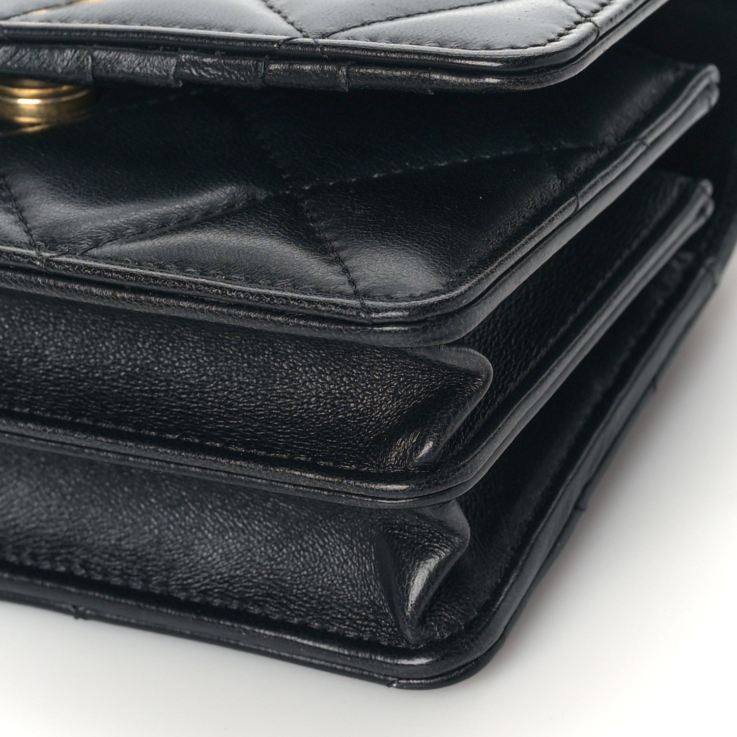 Chanel Lambskin Enamel Quilted Pending CC Clutch With Chain Black 8 of 9