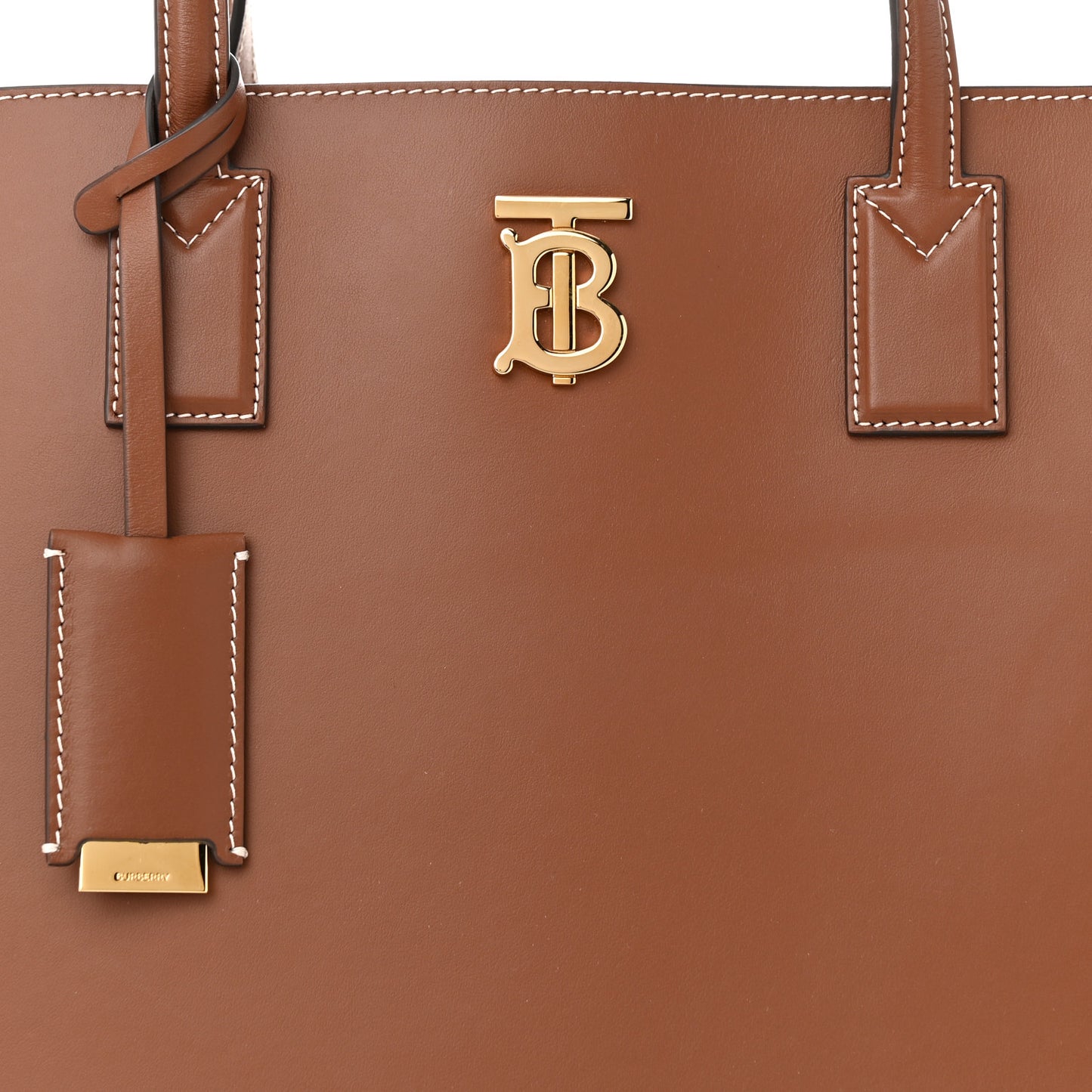 Calfskin Monogram Motif TB Medium Soft Tote Brown