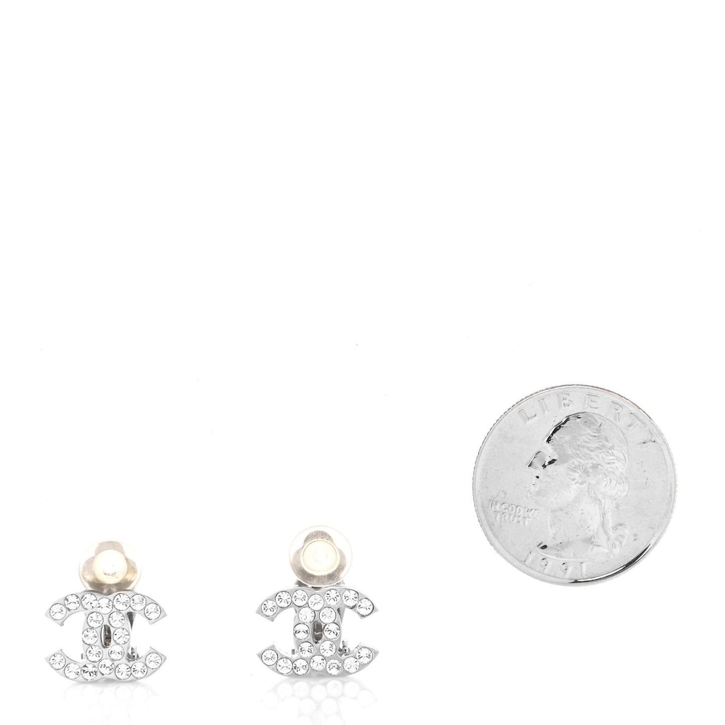 Crystal CC Clip On Earrings Silver