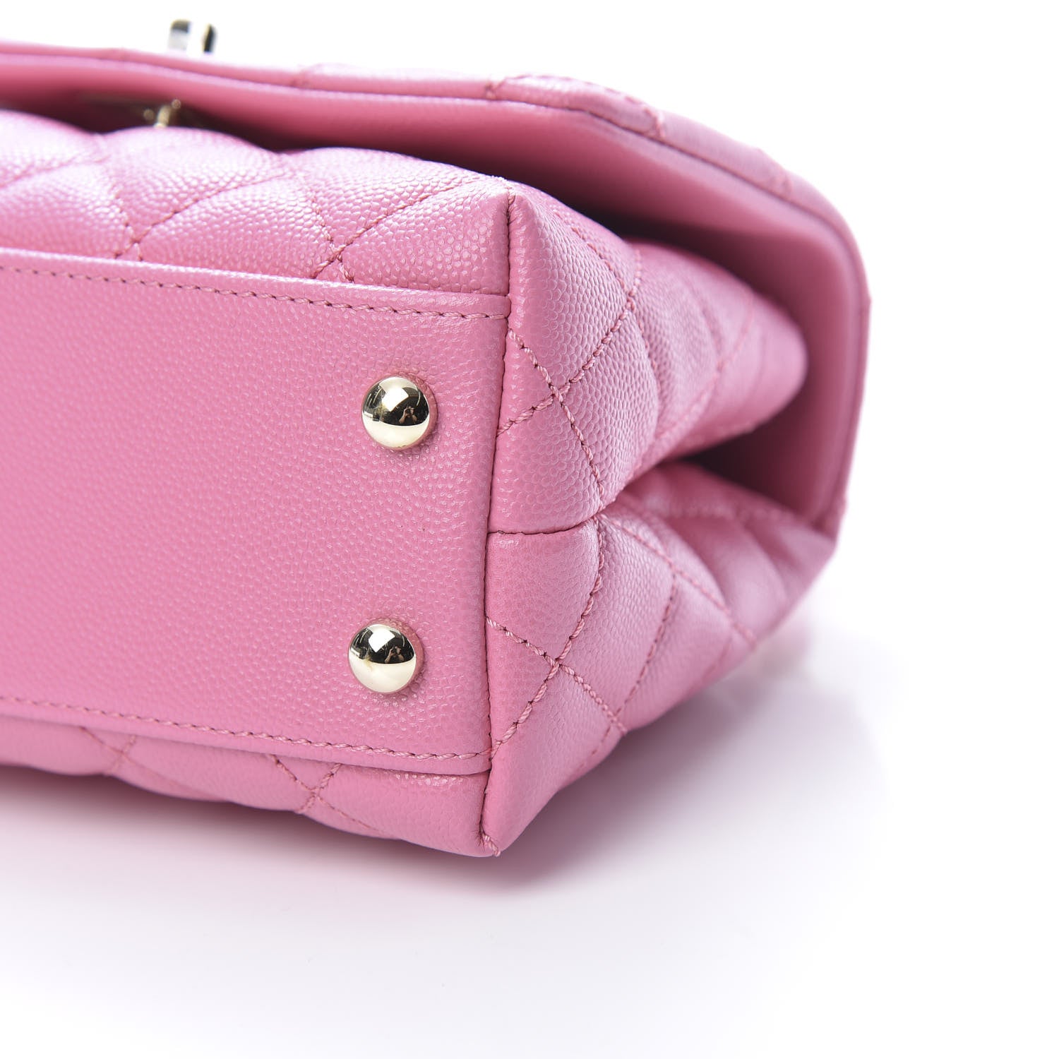 Chanel Caviar Quilted Lizard Embossed Extra Mini Coco Handle Flap Pink 10 of 10