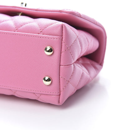 Chanel Caviar Quilted Lizard Embossed Extra Mini Coco Handle Flap Pink 10 of 10