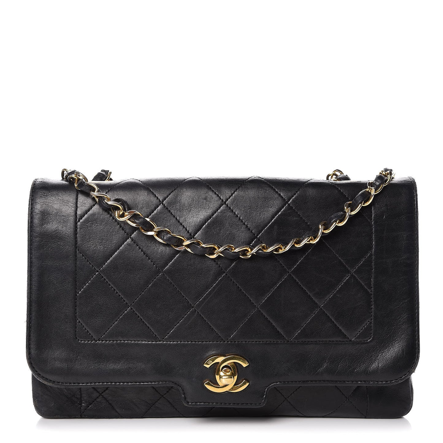 Lambskin Quilted Medium Single Flap Black