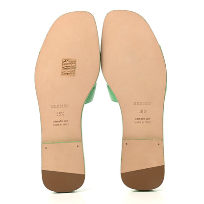 Hermes Epsom Oran Sandals 38.5 Vert Pomme 5 of 9