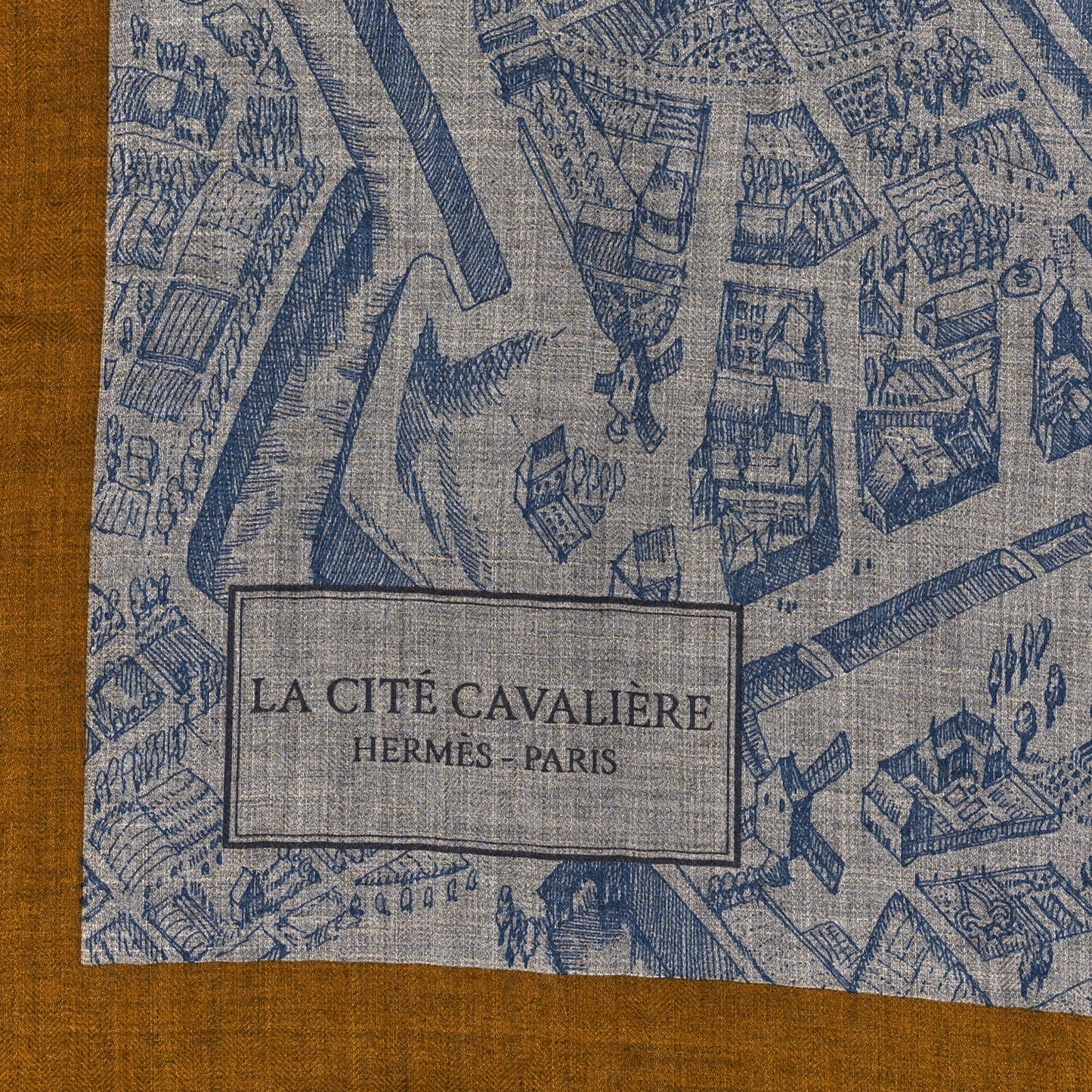 Cashmere Silk La Cite Cavaliere Shawl 140 Gold Gris Chine