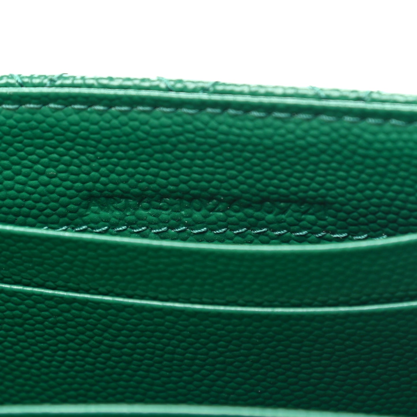 Grain De Poudre Textured Mixed Matelasse Triquilt Small Monogram Envelope Wallet Green
