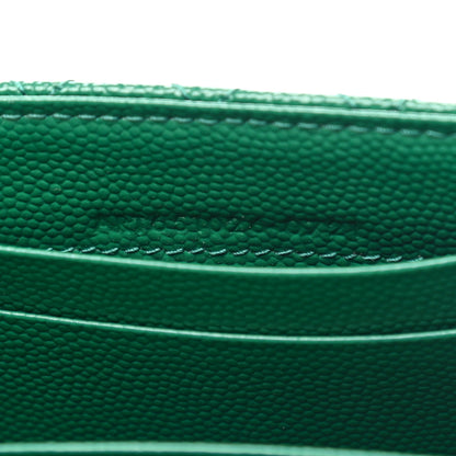 Saint Laurent Grain De Poudre Textured Mixed Matelasse Triquilt Small Monogram Envelope Wallet Green 6 of 6