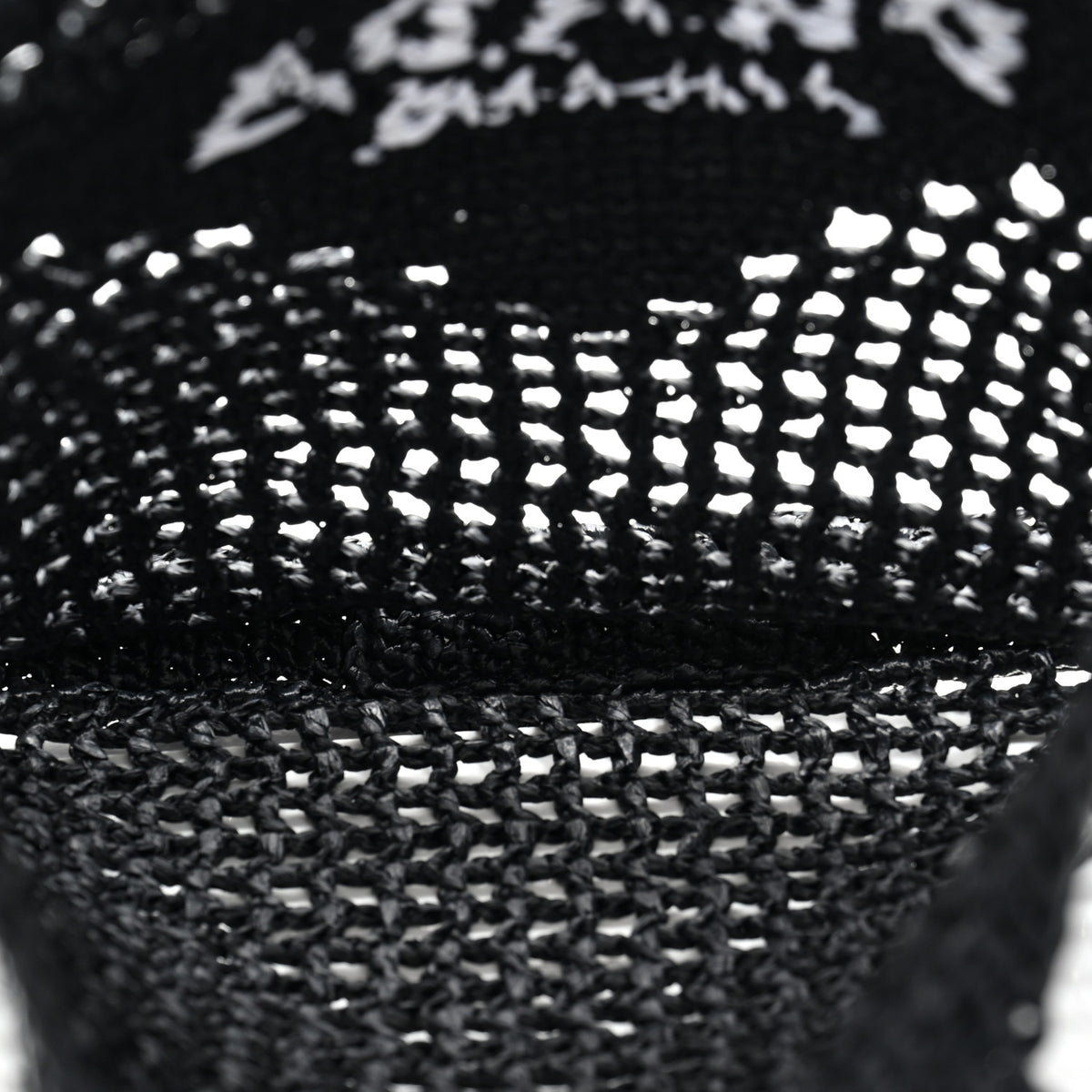 Prada Yarn Raffia Effect Crochet Logo Embroidered Tote Bag Black 5 of 9