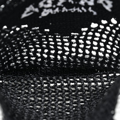Prada Yarn Raffia Effect Crochet Logo Embroidered Tote Bag Black 5 of 9