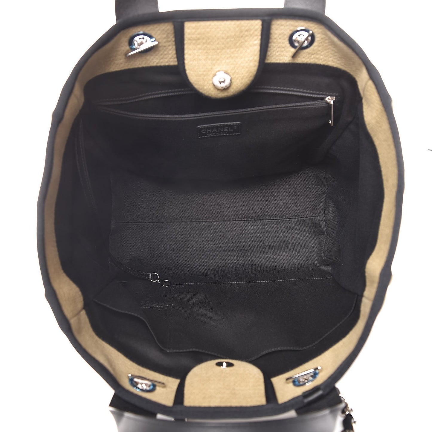 Canvas Large Deauville Tote Beige Black