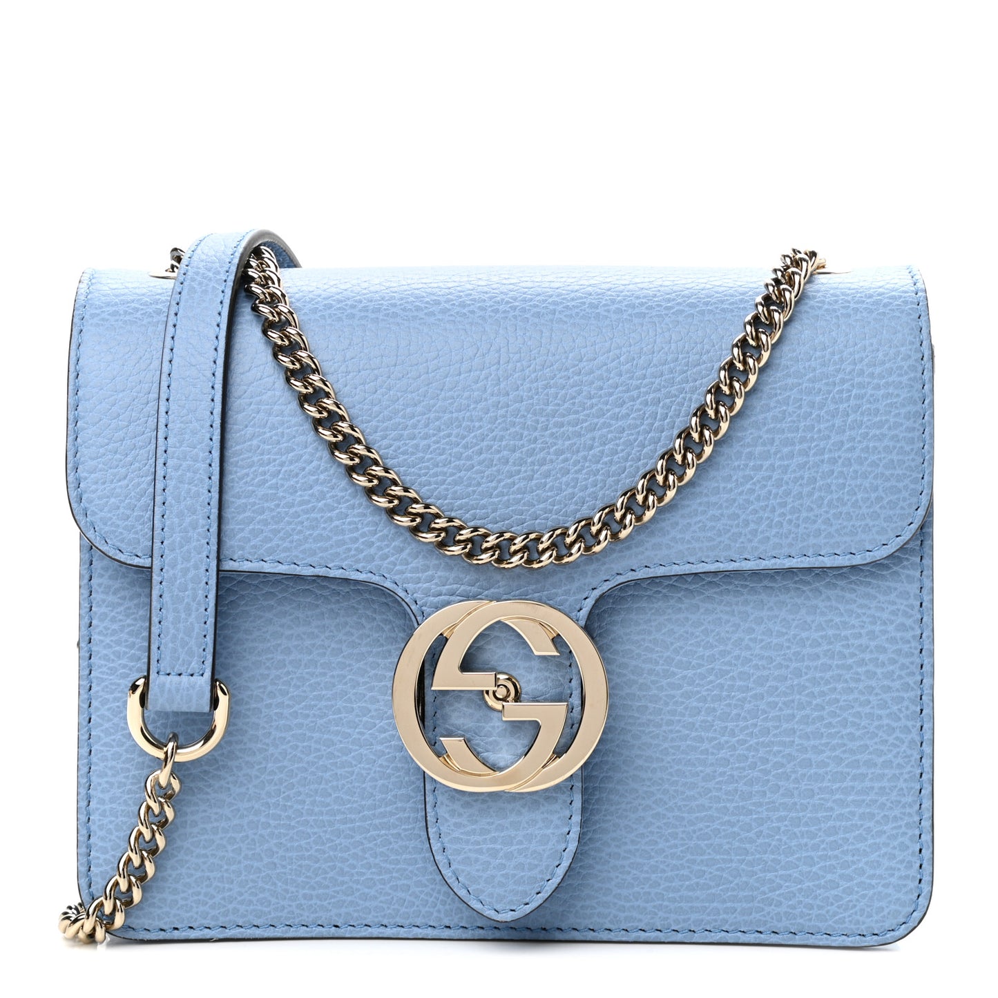 Dollar Calfskin Small Interlocking G Shoulder Bag Mineral Blue