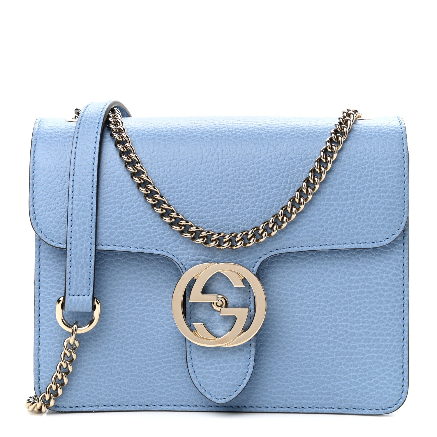 Gucci Dollar Calfskin Small Interlocking G Shoulder Bag Mineral Blue 1 of 11