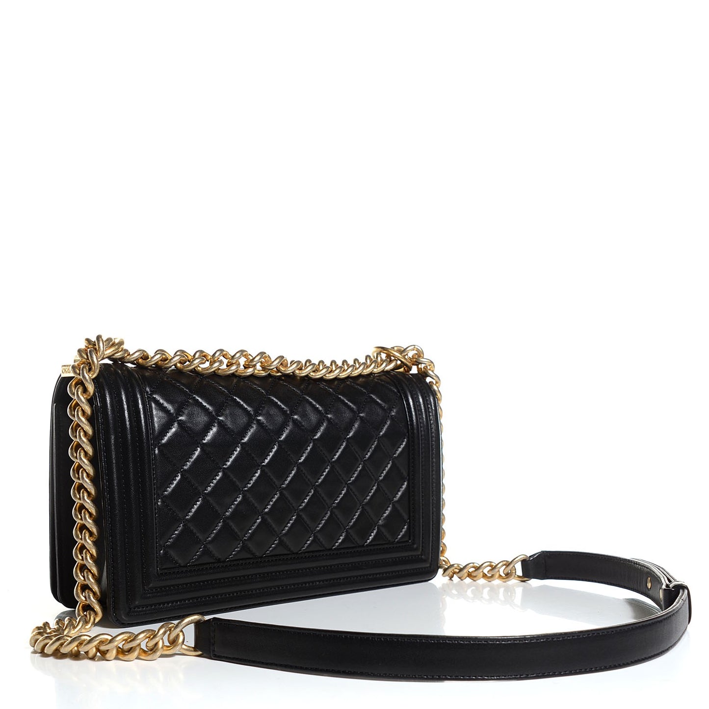 Lambskin Quilted Medium Boy Flap Black
