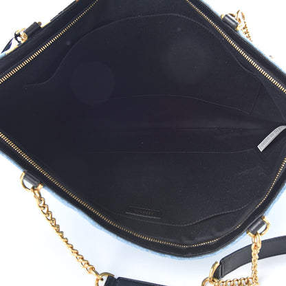 Versace Denim Printed Barocco Shopping Tote Dusk Blue Multicolor 5 of 9